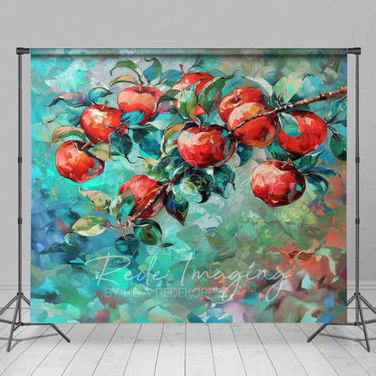 Lofaris Red Abstract Painted Apples Fine Art Photo Backdrop