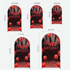 Lofaris Red and Black Balloons Birthday Arch Backdrop Glitter Sparkle Celebration Photography Background