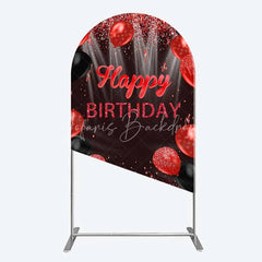 Lofaris Red and Black Balloons Birthday Arch Backdrop Glitter Sparkle Celebration Photography Background