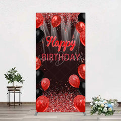Lofaris Red and Black Balloons Birthday Rectangle Backdrop Glitter Sparkle Celebration Photography Background