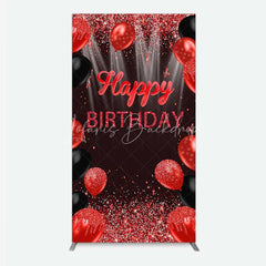 Lofaris Red and Black Balloons Birthday Rectangle Backdrop Glitter Sparkle Celebration Photography Background