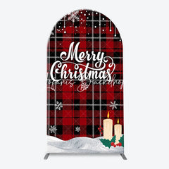 Lofaris Red and Black Plaid Merry Christmas Snowman Tree Arch Backdrop Kit Festive Winter Holiday Decor