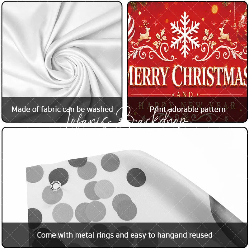 Lofaris Red and Gold Merry Christmas Happy New Year Garage Door Banner Festive Holiday Ornaments Reindeer Decor