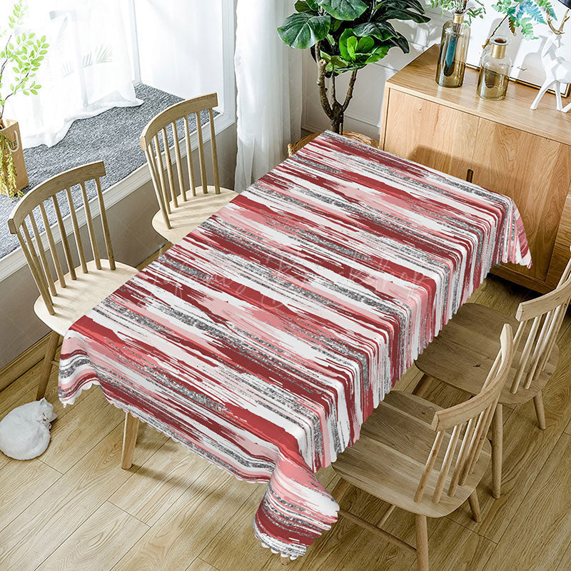 Lofaris Red and Grey Gradient Glitter Rectangle Tablecloth for Modern Glamorous Holiday Party Decor