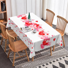 Lofaris Red and Pink Flowing Heart Rectangle Tablecloth Diagonal Love Stream Pattern Romantic Valentine Dining Decor