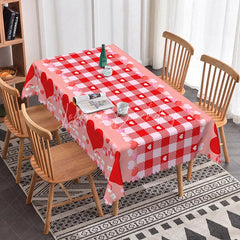 Lofaris Red and Pink Gingham Heart Rectangle Tablecloth Love Letter Envelope Plaid Valentine Picnic Party Decor