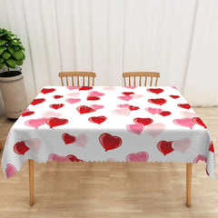 Lofaris Red and Pink Heart Balloon Rectangle Tablecloth 3D Love Shape Inflatable Table Cover Valentine Day Party Decor