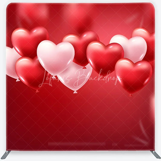 Lofaris Red and Pink Heart Balloons Love Square Double-Sided Backdrop Romantic Valentine’s Day Party Decor