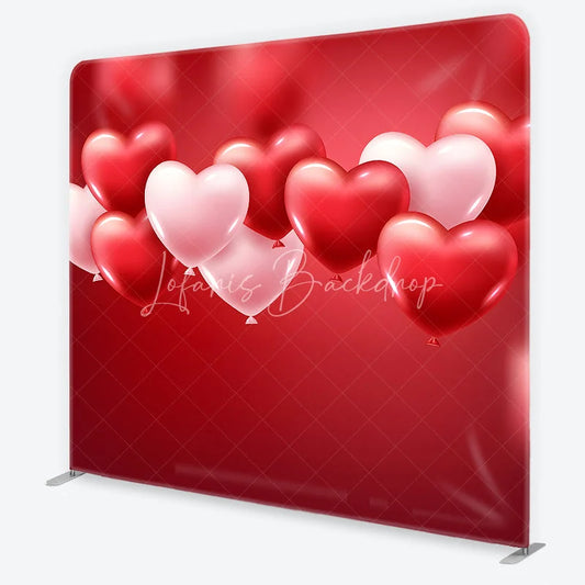 Lofaris Red and Pink Heart Balloons Love Square Double-Sided Backdrop Romantic Valentine’s Day Party Decor