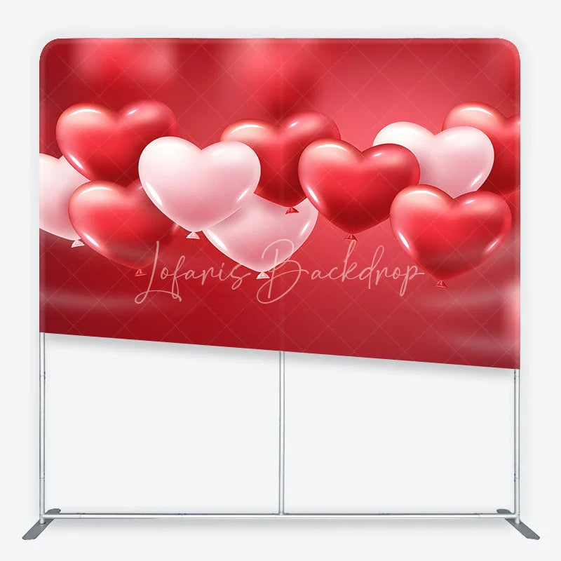 Lofaris Red and Pink Heart Balloons Love Square Double-Sided Backdrop Romantic Valentine’s Day Party Decor