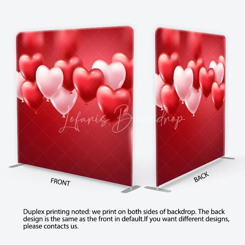 Lofaris Red and Pink Heart Balloons Love Square Double-Sided Backdrop Romantic Valentine’s Day Party Decor