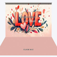 Lofaris Red and Pink Watercolor LOVE Combo Set Backdrop Romantic Floral Hearts for Valentine’s Day Party