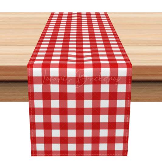 Lofaris Red And White Buffalo Checkered Plaid Table Runner