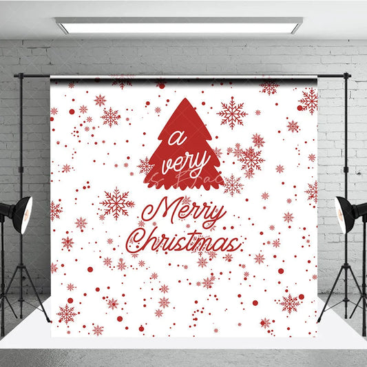 Lofaris Red and White Merry Christmas Tree Snowflake Minimalist Photography Backdrop
