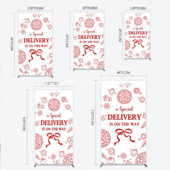 Lofaris Red and White Pizza Special Delivery Is On The Way Rectangle Arch Backdrop Food Themed Baby Shower Party Decor