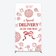 Lofaris Red and White Pizza Special Delivery Is On The Way Rectangle Arch Backdrop Food Themed Baby Shower Party Decor