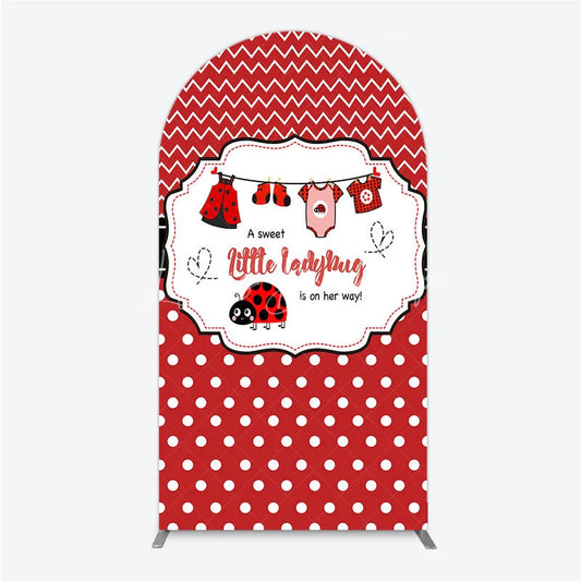 Lofaris Red and White Polka Dot Ladybug Baby Shower Arch Backdrop Kit Cute Little is on Her Way Party Decor