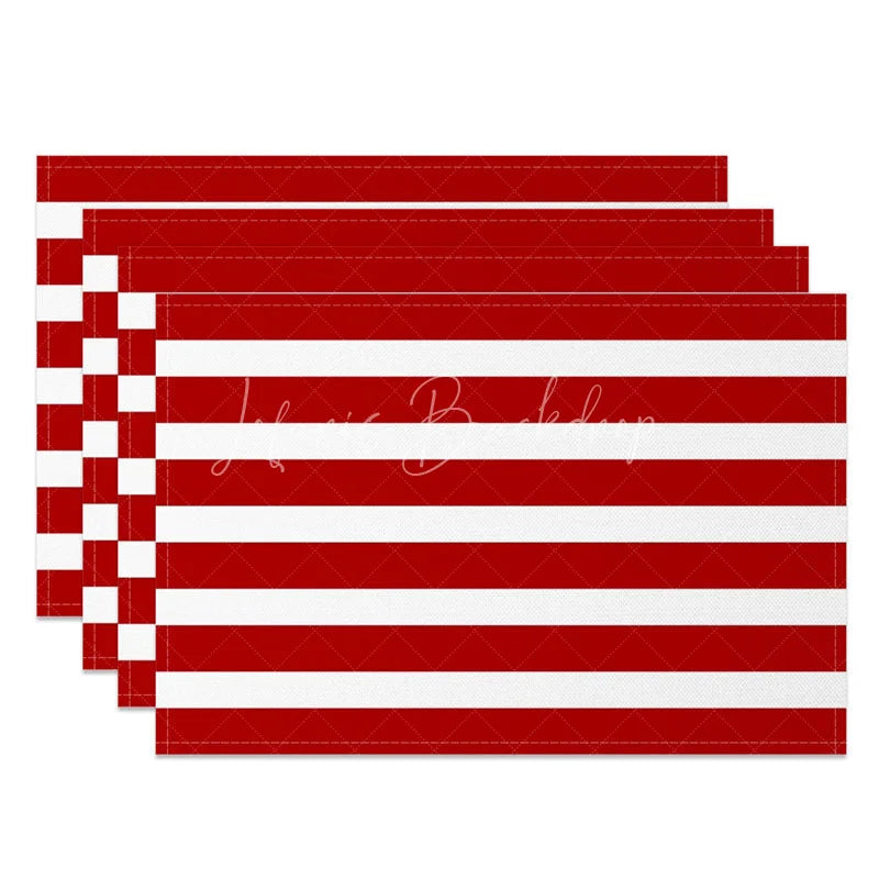 Lofaris Red and White Striped Set of 4 Placemats Checkered Table Mats Patriotic 4th July Summer Party Decor