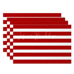 Lofaris Red and White Striped Set of 4 Placemats Checkered Table Mats Patriotic 4th July Summer Party Decor