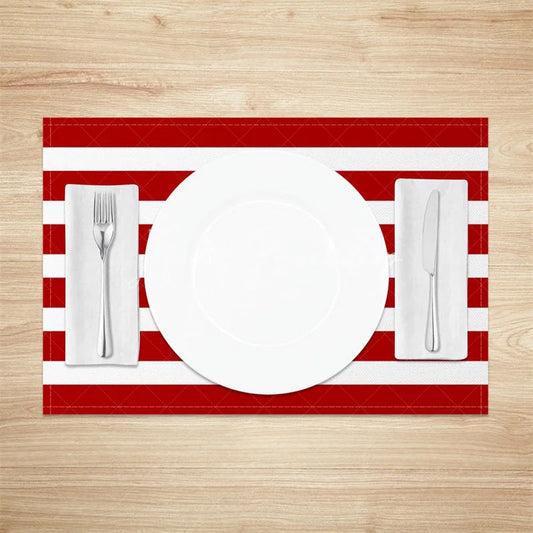 Lofaris Red and White Striped Set of 4 Placemats Checkered Table Mats Patriotic 4th July Summer Party Decor