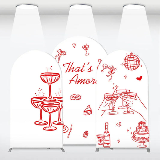 Lofaris Red and White That’s Amore Arch Backdrop Kit Romantic Bridal Shower Celebration Party Decor