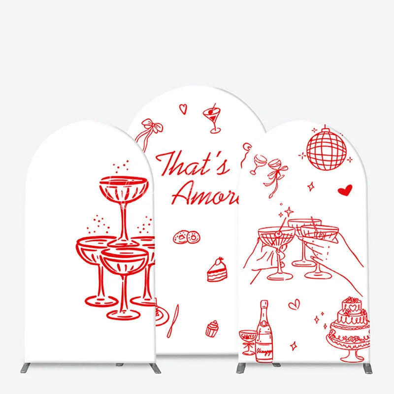 Lofaris Red and White That’s Amore Arch Backdrop Kit Romantic Bridal Shower Celebration Party Decor