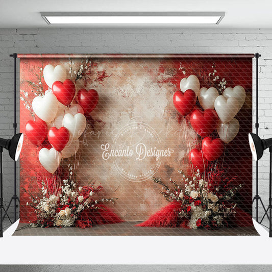Lofaris Red Beige Abstract Wall Balloons Floral Backdrop