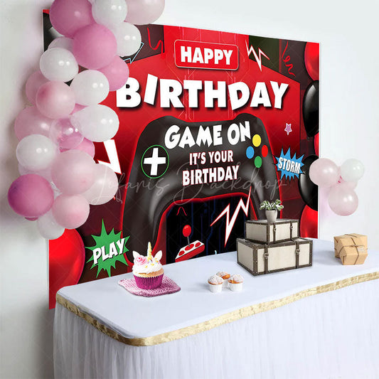 Lofaris Red Black Balloons Game On Its Your Birthday Backdrop
