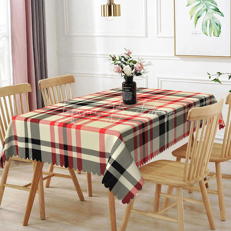Lofaris Red Black Plaid Rectangle Tablecloth Classic Tartan Checkered Pattern Cover Rustic Holiday Kitchen Decoration