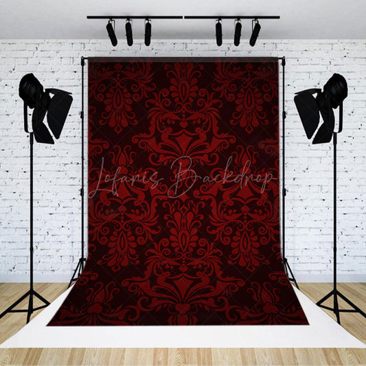 Lofaris Red Black Vintage Damask Backdrop For Photography