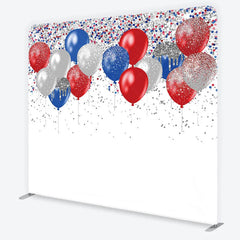 Lofaris Red Blue and Silver Glitter Balloons Backdrop Birthday Party Confetti Decor Photography Tension Fabric