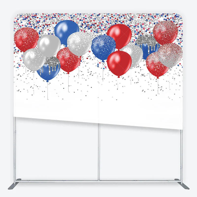 Lofaris Red Blue and Silver Glitter Balloons Backdrop Birthday Party Confetti Decor Photography Tension Fabric