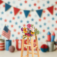 Lofaris Red Blue And White American Flag Cake Smash Backdrop