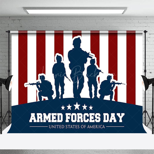 Lofaris Red Blue White Stripe Soldier Armed Forces Day Backdrop