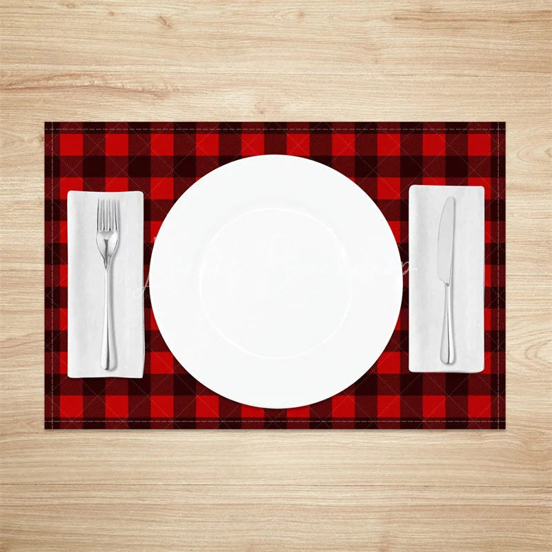 Lofaris Red Buffalo Plaid Set of 4 Placemats Classic Farmhouse Check Rustic Holiday Christmas Table Mats