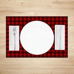 Lofaris Red Buffalo Plaid Set of 4 Placemats Dark Farmhouse Check Rustic Holiday Christmas Table Mats