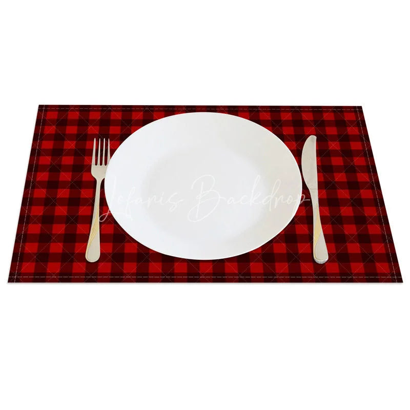 Lofaris Red Buffalo Plaid Set of 4 Placemats Dark Farmhouse Check Rustic Holiday Christmas Table Mats