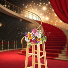Lofaris Red Carpet Stairs Shiny Stage Photo Booth Backdrop