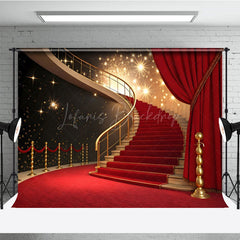 Lofaris Red Carpet Stairs Shiny Stage Photo Booth Backdrop