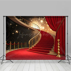 Lofaris Red Carpet Stairs Shiny Stage Photo Booth Backdrop