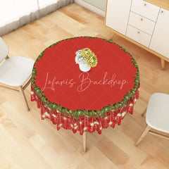 Lofaris Red Christmas Round Tablecloth with Sparkling Star Border Simple and Elegant Holiday Dining Table Decor