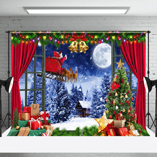 Lofaris Red Curtain Christmas Eve Holiday Party Backdrop
