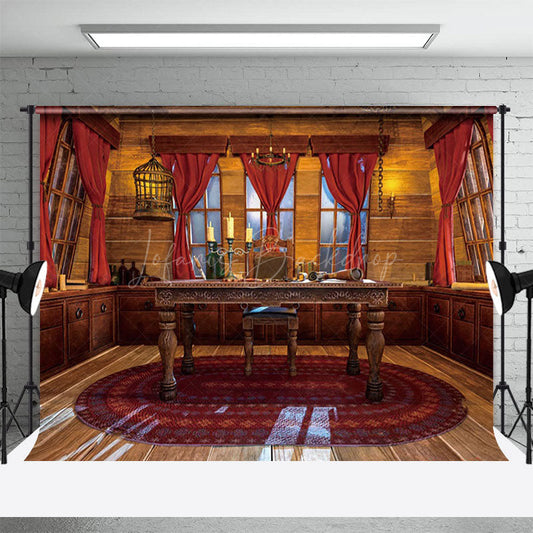 Lofaris Red Curtains Windy Study Table Photography Backdrop