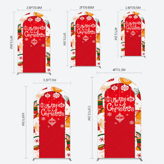 Lofaris Red Festive Print Merry Christmas Arch Backdrop