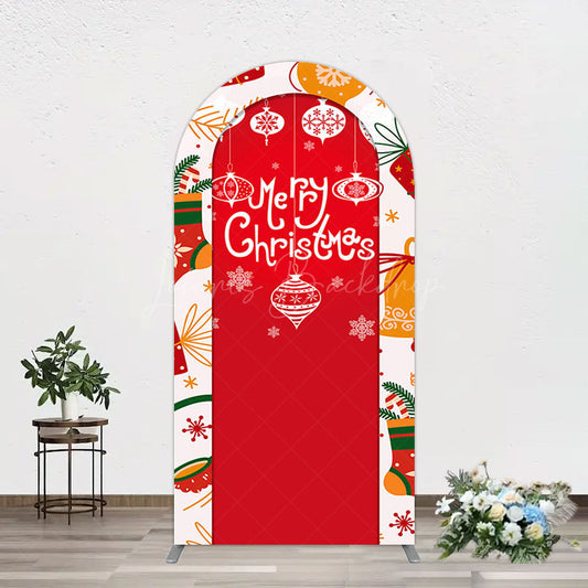 Lofaris Red Festive Print Merry Christmas Arch Backdrop