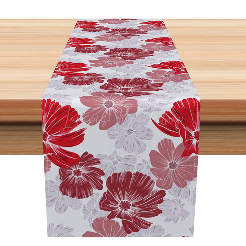 Lofaris Red Floral Table Runner with Warm Repeating Pattern for Traditional and Holiday Dining Decor