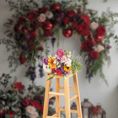 Lofaris Red Floral Valentine Backdrop Elegant Flower Arch Lantern Photography Background Romantic Wedding Anniversary Decoration