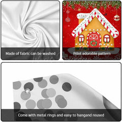 Lofaris Red Gingerbread House Snowman Xmas Garage Door Banner