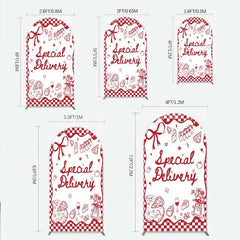 Lofaris Red Gingham Special Delivery Arch Backdrop Pizza Baby Bottle and Cake Slice for Shower Party