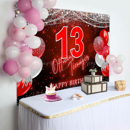 Lofaris Red Glitter Balloon 13 Official Teenagers Backdrop
